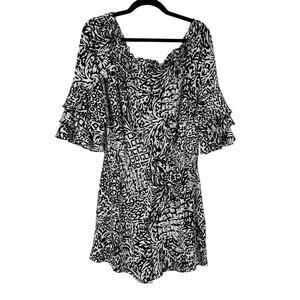 Lilly Pulitzer Calla black and white off-the-shoulder romper